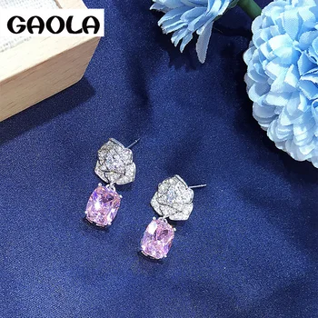 GAOLA 2017 Fierbinte de Flori Roz Cubic Zirconia Stud Cercei cristal cercel pentru femei Fete bijuterii GLE5179AY