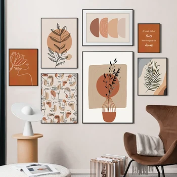 Geometrice abstracte Frunze Linie Modernă Postere Canvas Tablou de Perete de Arta de Imprimare Imagine pentru Dormitor, Camera de zi Interior Decor Acasă
