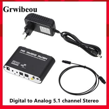 GRWIBEOU 5.1 CH Decodor Audio Spdif Coaxial RCA AC3 DTS Optice Amplificator Digital Analog Converter Amplificator Audio HD Rush