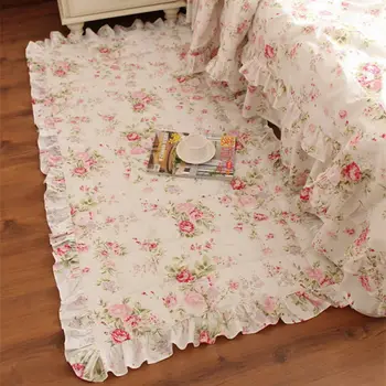 Grădină de flori de imprimare covor matlasat dormitor etaj tapetes frumusete printesa țapiș dantela covor textile acasă covoare pentru camera de zi