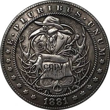 Hobo Nichel 1881-CC statele UNITE ale americii Morgan Dollar COIN COPIA Tip 220