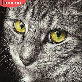 HUACAN Complet Piața Diamant Broderie 5D Cat DIY Diamant Rotund de Arta Pictura de Animale Mozaic Decor Acasă