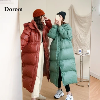 Iarna Plus Dimensiune Lucios Puffer Jachete Femei De Moda Coreeană Hooded Long Parka Supradimensionate Casual Îmbrăcăminte Exterioară Cald Jos Strat De Bumbac