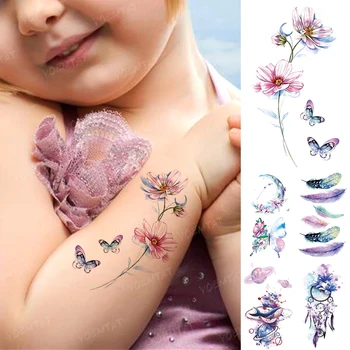 Impermeabil Tatuaj Temporar Autocolant Daisy Butterfly Pene Balena Vis Net Copil Copil Copil Tatuaj Femeie Fata De Culoare Tatuaj Fals Om