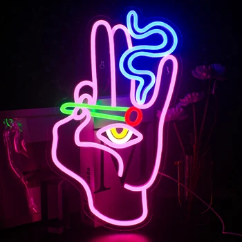 Ineonlife Semn De Neon Nefumători Ochi-Mana Personalizate Led Light Bar Sala De Joc Home Studio Restaurant Decorare Perete Acrilic Lămpi