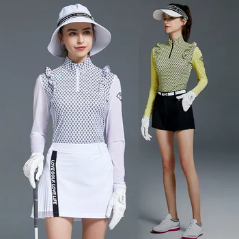 Iubesc de Golf pentru Femei Matase de Gheață Imprimate Tricou Maneca Lunga de Protecție solară Golf T-shirt Doamnelor Talie Inalta Fusta Plisata Sport pantaloni Scurți S-XL