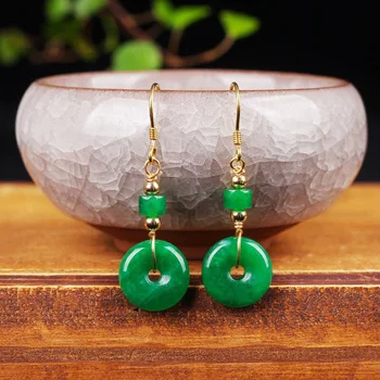 Jad verde Gogoasa Cercei pentru Femei Piatra Jadeit de Epocă de Piatră prețioasă Naturale Accesorii Charm Argint 925 Cadou Amulete Bijuterii