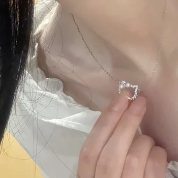 Japonia Anime Kawaii Pandantiv Hello Kitty Colier Feminin Incrustate cu Cristale de Zircon Bijuterii Simplu și Drăguț, Cadouri de Ziua Îndrăgostiților