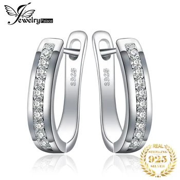 JewelryPalace Canal Eternitate Argint 925 Cubic Zirconia Hoop Cercei pentru Femei de Moda de Nuntă Mireasa Mark Cercei