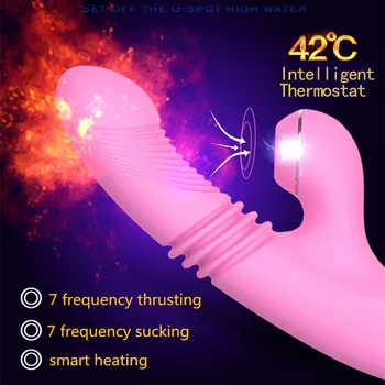 Jucărie de Sex Suge Vibrator Penetrare Penis artificial Masturbari Fraier G-spot Masaj Masturbator 7 Frecvența de Încălzire Baghetă Magică pentru Femeie
