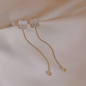 Karopel Argint 925 Moda Lady Leagăn Cercei Pătrat Plin Cercei Cu Diamante De Moda Lady Lung Pandantiv Bijuterii Simplu Cadou 2021