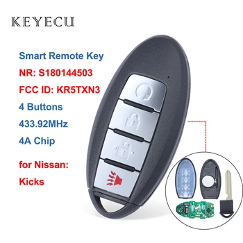 Keyecu S180144503 Inteligent de la Distanță Masina Telecomanda 4 Butoane 433,92 MHz 4A Chip pentru Nissan Lovituri 2018 2019 2020 KR5TXN3, 285E3-5RA6A