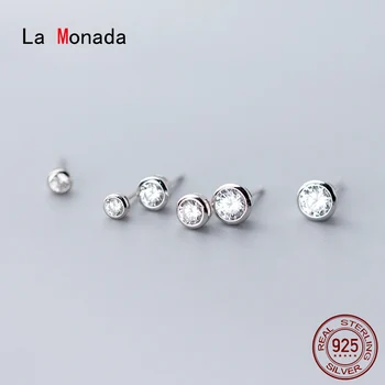 La Monada Rotund Cerc Coreean Minimalist Femei Cercei Argint 925 Stud Bine În Bijuterii Argint 925 Cercei Stud Pentru Femei Șirag De Mărgele