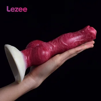 LEZEE NOU focul Iadului Nod Câine Dildo-uri de Animale Anal Plug Cu ventuza Jucărie Sexuală pentru Femei VaginaMulticolorSilicone Gay Sex Toy Shop