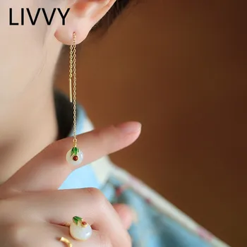 LIVVY 2021 Moda Vintage Rotund Piatra de Cristal Cercei Pandantiv Pentru Femei Fete Înaltă Calitate Rafinat și Elegant de Bijuterii