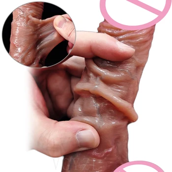 Masculi Penis Realist Alunecare Preputului Mare Penis Artificial Femei Masturbator Instrument Ventuza Vibratoare Penis Mare Lesbiene Adult Erotic Jucarii Sexuale