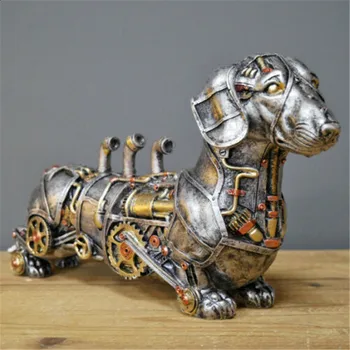 Mecanice Punk Câine Figura Rasina De Artizanat Câine Buldog Rășină Sculptura Statuie Decor Acasă Desktop Ornamente Accesorii