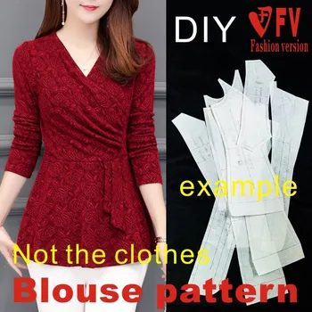Mid-high tesatura stretch pentru femei V-neck shirt model cusut structura desen 1:1 haine DIY model BXS-51