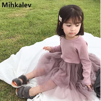 Mihkalev Mozaic maneca lunga copilul girl rochii pentru copii de toamna rochie de printesa haine copii fete ochiurilor rochie tutu