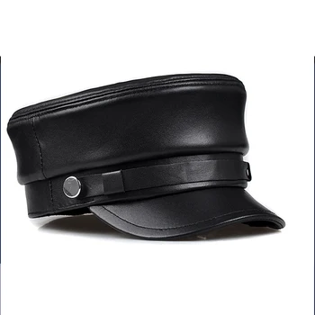 Moda 2021 Toamna Iarna Barbati Femei Capac Plat din Piele Pălării Calde Armată Militar Sapca Snapback Cap de miel Piele de Capace