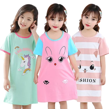 Moda pentru Copii Cămașă de noapte de Vara Fete Unicorn Cămăși de noapte pentru Copii Pijamale de Bumbac Fete Printesa Rochie de Noapte Fata Sleepwear
