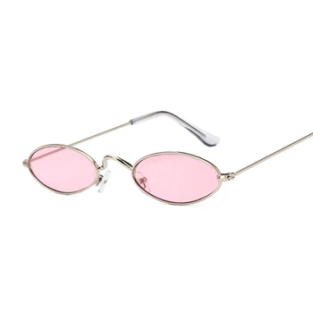 Moda Roz Oval ochelari de Soare Femei Vintage Cadru Mic Doamnelor ochelari de Soare de Designer de Brand Cool Hip Hop Aliaj Ocean de Culoare Oglindă