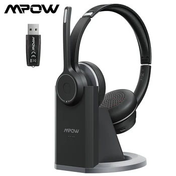 Mpow HC5 Pro Wireless de Birou cu Cască cu Taxa de Bază Bluetooth 5.0 Calculator Căști Dual CVC8.0 anulare a Zgomotului Microfon