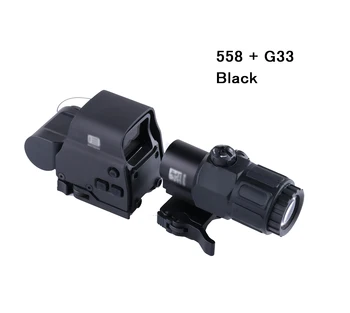 Noi G33 Airsoft 3X Lupa Plus 558 Red Dot Sight Set , 4 Culori Detașabil Rapid QD Muntele Tactice 3X Holografic domeniul de Aplicare