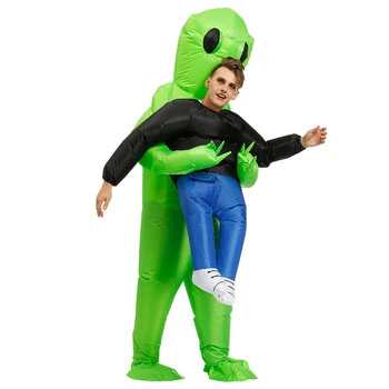 Noi Gonflabile Costumul Extraterestru Verde Adult Copil Amuzant Arunce În Aer Costum Petrecere Rochie Fancy Halloween Costum Unisex Pentru Femei