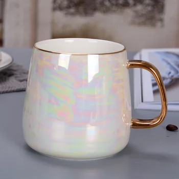 Noul Pearl glazura mâner de aur cana,moda ceașcă de cafea avansate cana curcubeu ceramice glazurate cupa,simplu Nordic ceașcă de ceai Drinkware cadou