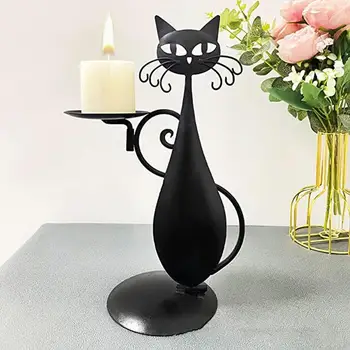 Pisica neagra Suport Lumanare Retro Sfeșnic Lumânare Decorativ Sta Decor pentru Nunta Romantica Cina de Decorare Consumabile