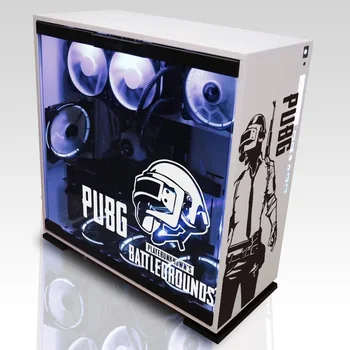 PUBG Jocuri PC Caz Autocolante ComputerHost Piele Decora Decal Impermeabil ATX Middle Tower Pahar Gol Afară Detașabil