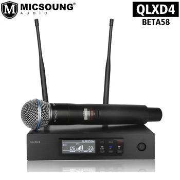 QLXD4 Digital Sistem Wireless UHF Profeesional Wireless Microphon Dual Adevărat Diversitatea de Karaoke, Spectacole de Scena Beta58 SM58