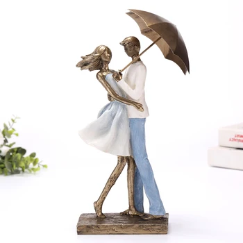 Rezumat din Metal Cuplu Statuie Rășină Îmbrățișare Iubitorii de Sculptură Decor Iubesc Noutatea Ziua Îndrăgostiților Artizanat Ornament Prezent