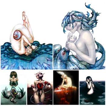 Rezumat Fantomă Demon Pește Omului Fata De Epocă Poster De Arta De Perete Panza Pictura Poze De Perete Pentru Camera De Zi Postere Si Printuri