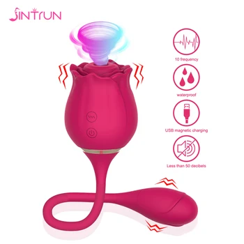 Rose vibator jucarie 2 IN 1 Stimulator Clitoris Masturbari sex Feminin Sex Toy G - Spot Dildo Vibrator Oral Suge Vibratorul pentru Femei