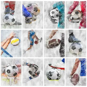 RUOPOTY Pictură în Ulei De Numere de Cadouri DIY Handpainted Fotbal Baschet de Colorat Cu Numărul de Arta de Perete Vopsea pe bază de Acril Kit