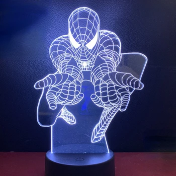 Spiderman Anime Lumină 3D Lumina de Noapte plin de culoare Rece Touch Control de la Distanță Patul de Dormit Lampă de Masă de Ziua de nastere Decoratiuni Dormitor