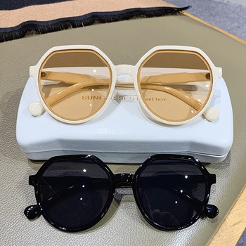 Stil de moda All-meci Tendință ochelari de Soare Personalizate Cadru Rotund ochelari de Soare Ins Tendință Bomboane de Culoare Mare Cadru ochelari de Soare