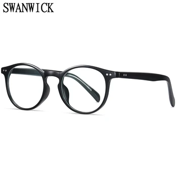 Swanwick calculator rotund anti blue light ochelari femei TR90 retro ochelari rame pentru barbati optic negru gri 2021 cadouri unisex