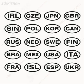 UE Națiune Pavilion Nume Scurt Formă de Abreviere Mașină de Vinil Oval Sticker Moda Decal Styling Decor GBR RUS statele UNITE ale americii UKR IRL ISL FIN