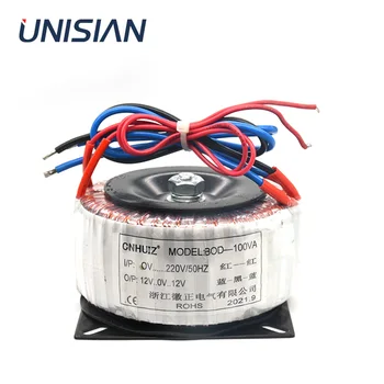UNISIAN 100VA Transformator Toroidal Putere 100W 220V Dual AC12V Inel de Cupru Transformator Pentru Acasă Amplificator