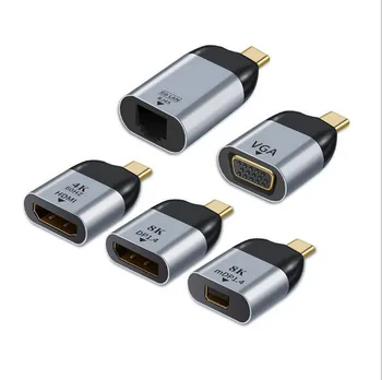 USB Type-C la HDMI DP VGA miniDP Convertor RJ45 Adaptor 4K 60Hz transmisie video HD pentru Mac, PC, Laptop, Telefon TV Android