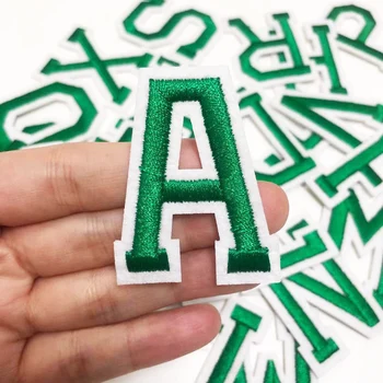 Verde Litere Brodate Fier Pe Patch Aplicatiile Alfabetul Patch-Uri Pentru Copii Îmbrăcăminte De Cusut Saci Insigna Numele Patch Accesorii