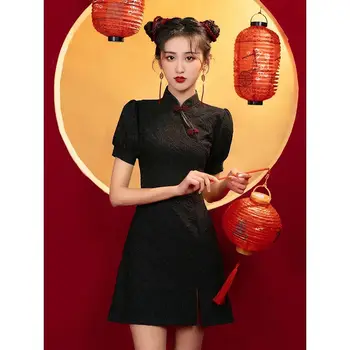 Vintage chineză Shanghai Vechi Dragon&Phoenix Qipao Elegant Halloween cosplay Femei Cheongsam Guler Sexy femei Rochie Vestidos
