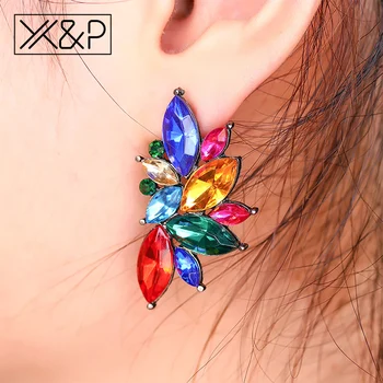X&P Trendy Brand Piatra Opal Cercei din Aur pentru Femei Fata de Moda Elegant Geometrice, Flori de Cristal Stud Cercel Bijuterii