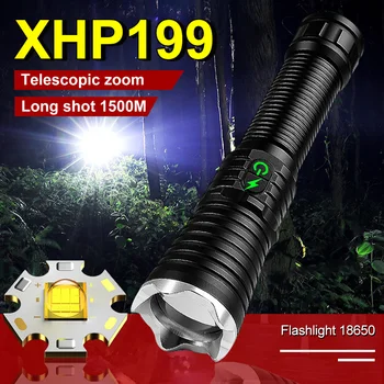 XHP199 Lanternă Puternică 4 Moduri de Lumina de Mare Putere LED Lanterna cu ZOOM Reîncărcabilă Lanterne Tactice 18650 USB Lampa Camping