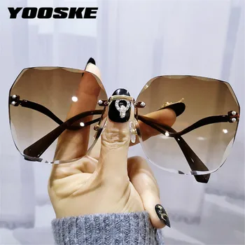 YOOSKE de Brand Designer de ochelari de Soare Femei 2021O versized Pătrat Ochelari de Soare Doamnelor Moda fără ramă Mare Cadru Ochelari de Streetwear